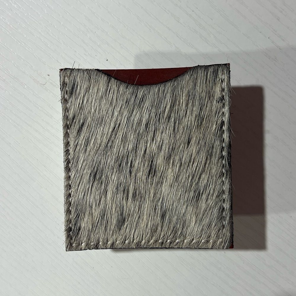 Stick On Card Wallet for Phone or Boots Speckled Cowhide Black Gray